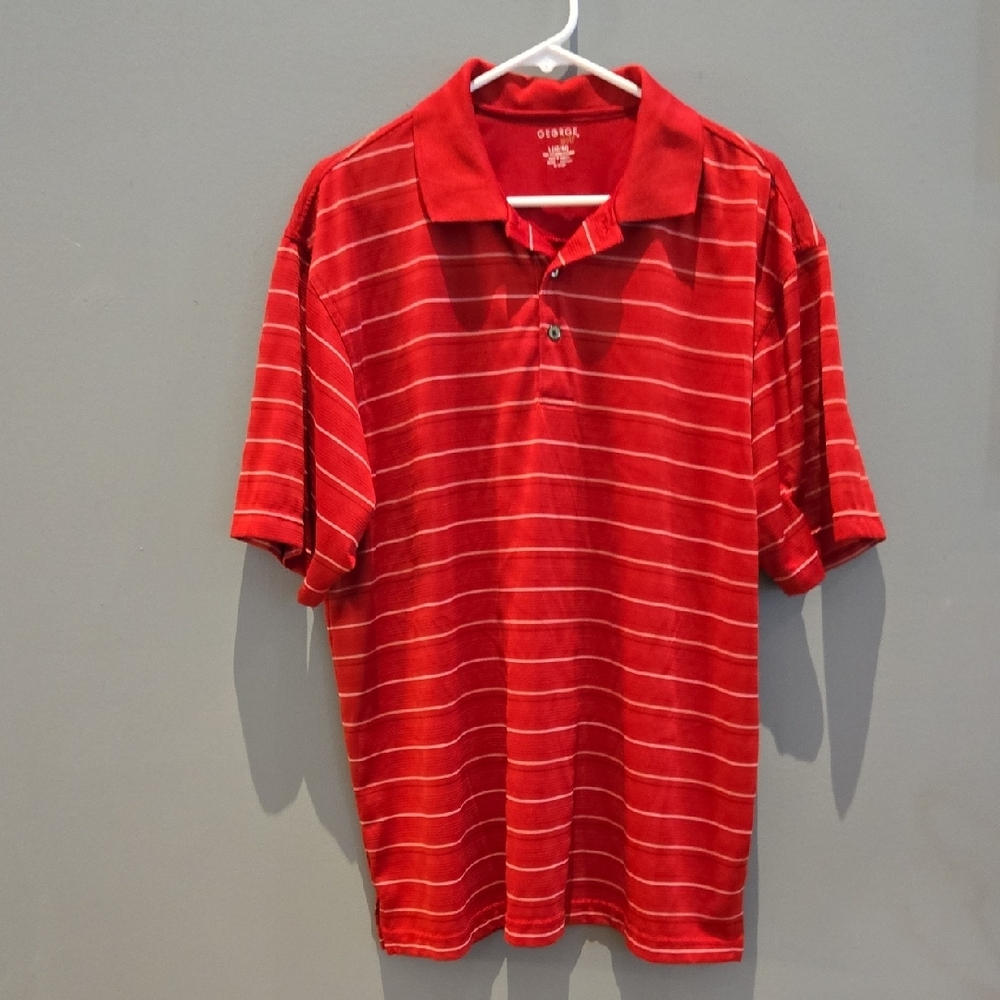 Red Striped Men's Golf Shirt